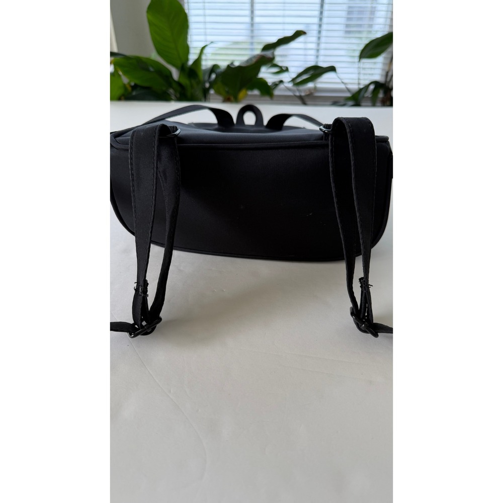 Harley-Davidson Black Nylon Mini Backpack Drawstring Flap Biker Bag Logo Plate - Picture 4 of 4